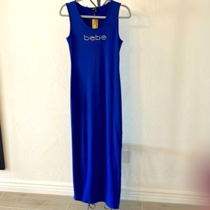 Bebe, long blue dress, size: S